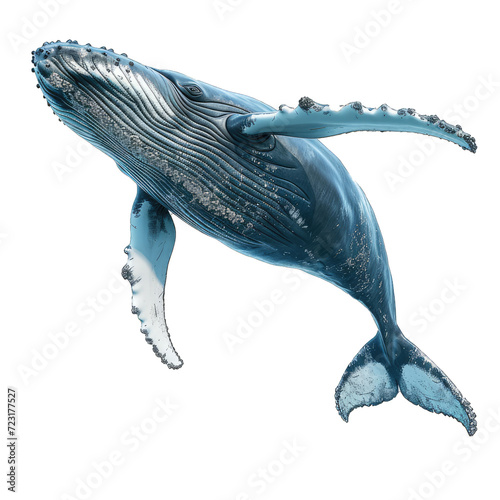 Humpback whales isolated on a white background or transparent. 3d render