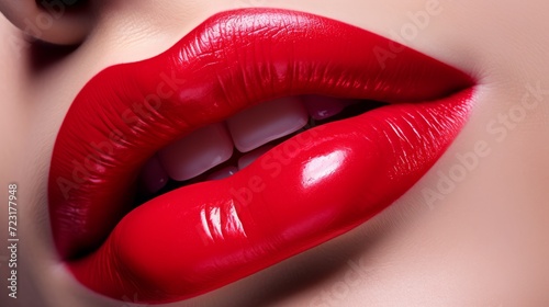 Close-up lips of red color
