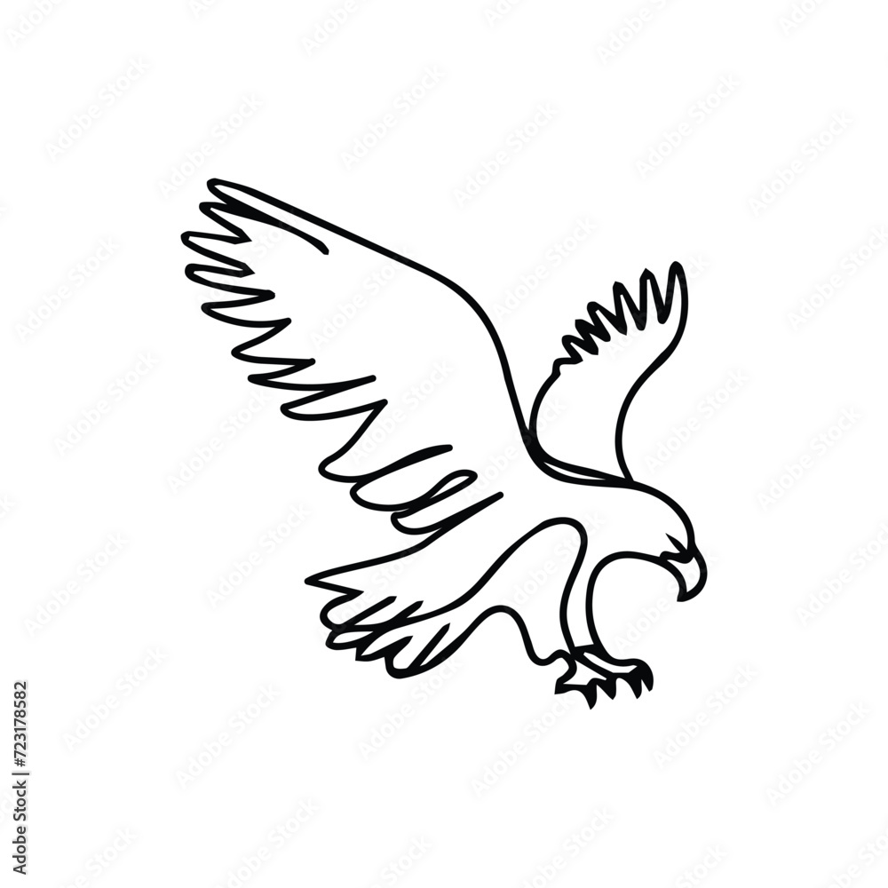 A outline Eagle bird of prey motion flying and world wildlife Day concept vector illustration
A outline Eagle bird of prey motion flying and world wildlife Day concept vector illustration