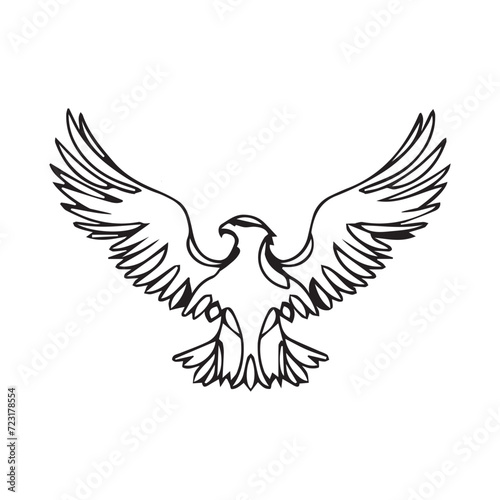 A outline Eagle bird of prey motion flying and world wildlife Day concept vector illustration
