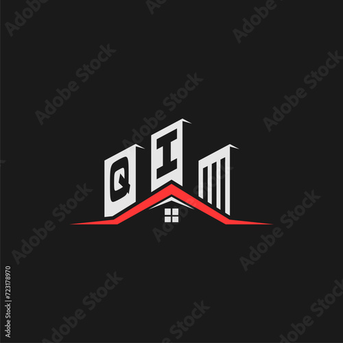 QI Initial Construction Real Estate Home Logo Design Vector