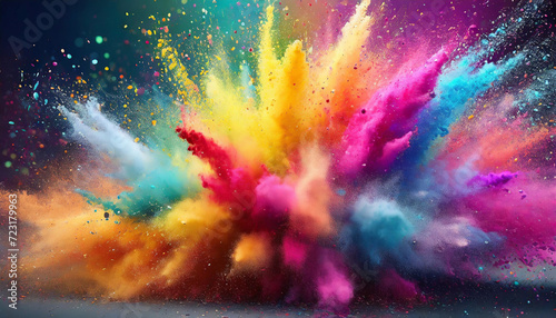 Abstract colorful dust exploding  background.