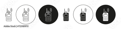 Walkie talkie Isolated on White Background set. Walkie talkie vector line art logo