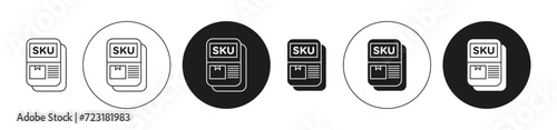 SKU description Isolated on White Background set. SKU description vector line art logo