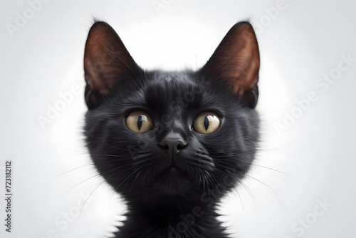 Black Cat with Intense Gaze Portrait. Created with Generative AI