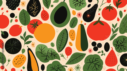 Organic food geometric mosaic background. Natural fruit photo