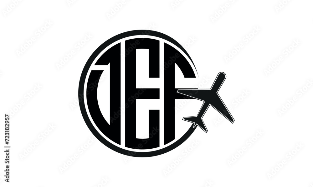 DEF three initial letter circle tour & travel agency logo design vector ...