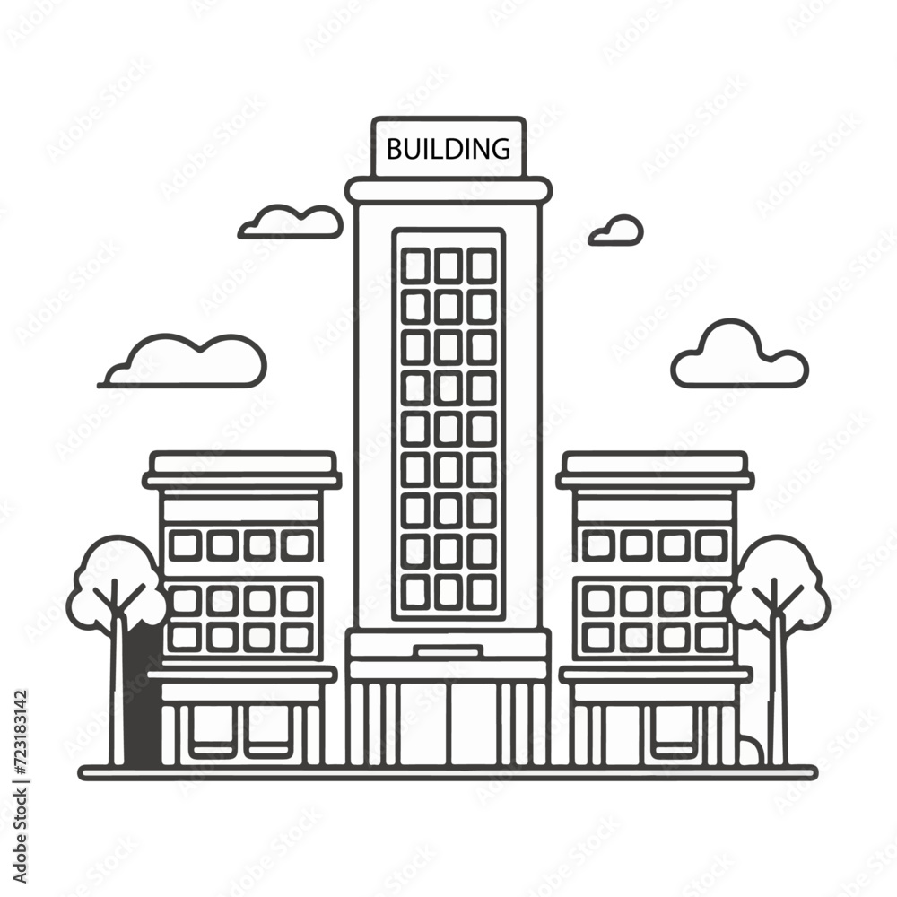 Fototapeta premium Free building vector illustration modern cityscape clip art