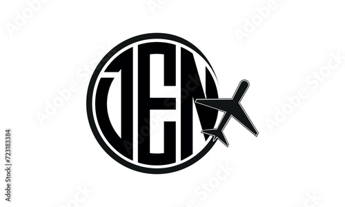 DEN three initial letter circle tour & travel agency logo design vector template. hajj Umrah agency, abstract, wordmark, business, monogram, minimalist, brand, company, flat, tourism agency, tourist