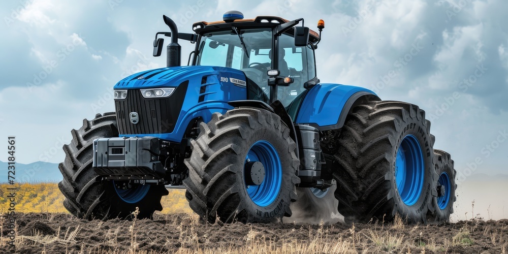 Obraz premium Shot of huge tractor with big wheels