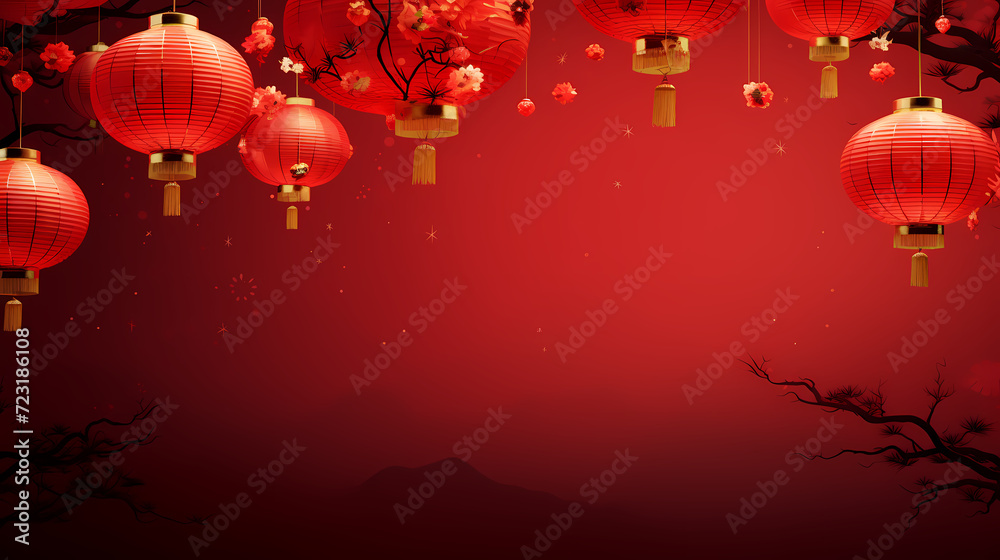 Obraz premium Happy Chinese New Year, Chinese New Year concept with copy space