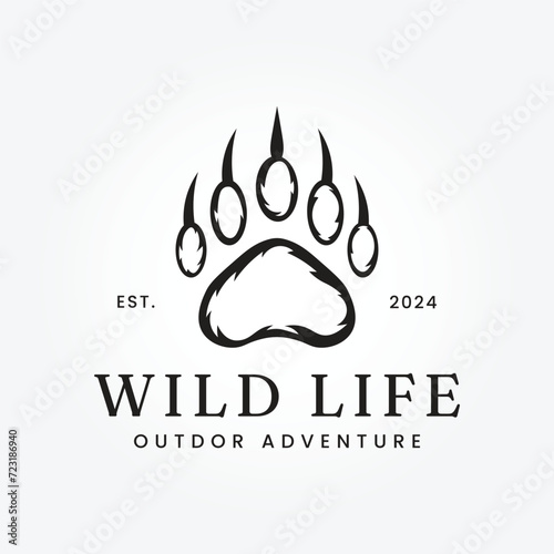 predator footprint adventure explore logo vector illustration design badge emblem vintage simple