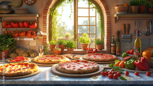 Bright Italian Kitchen with Homemade Pizzas
