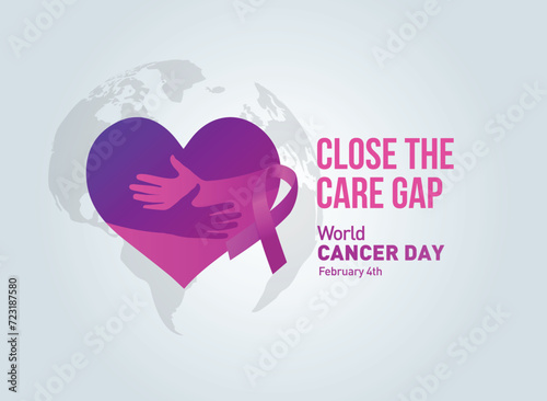 Close the care gap- World Cancer Day 2024 concept vector illustration. 4th February World Cancer Day Poster Or Banner Background.