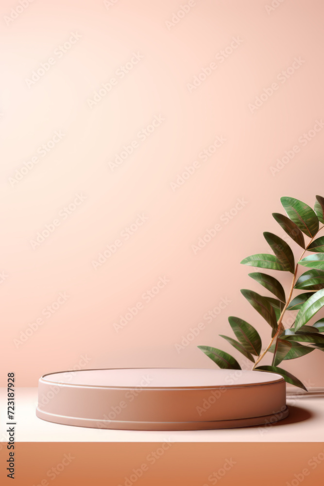 Pink or peach podium on pink background Pink or peach podium on pink background