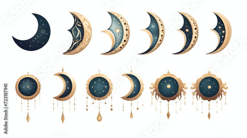 Phases of the moon boohoo moon vector illustration
