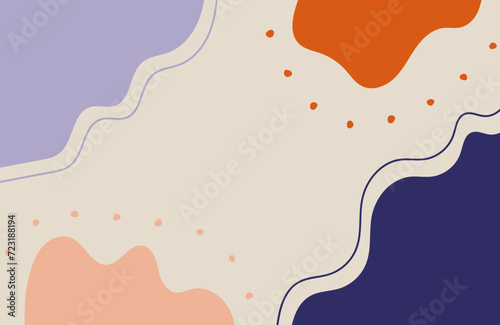 Hand drawn aesthetic background. Trendy abstract backdrop with liquid organic shapes, doodles and lines. Contemporary art design