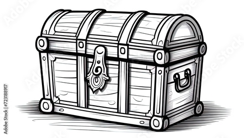 Coloring book for kids, a treasure chest. isolated on a white background. Coloring book for children pirate chest photo