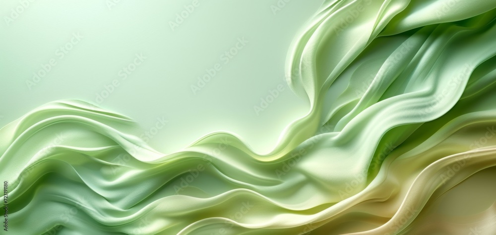 Obraz premium Green Waves Abstract Art with Plant Elements.