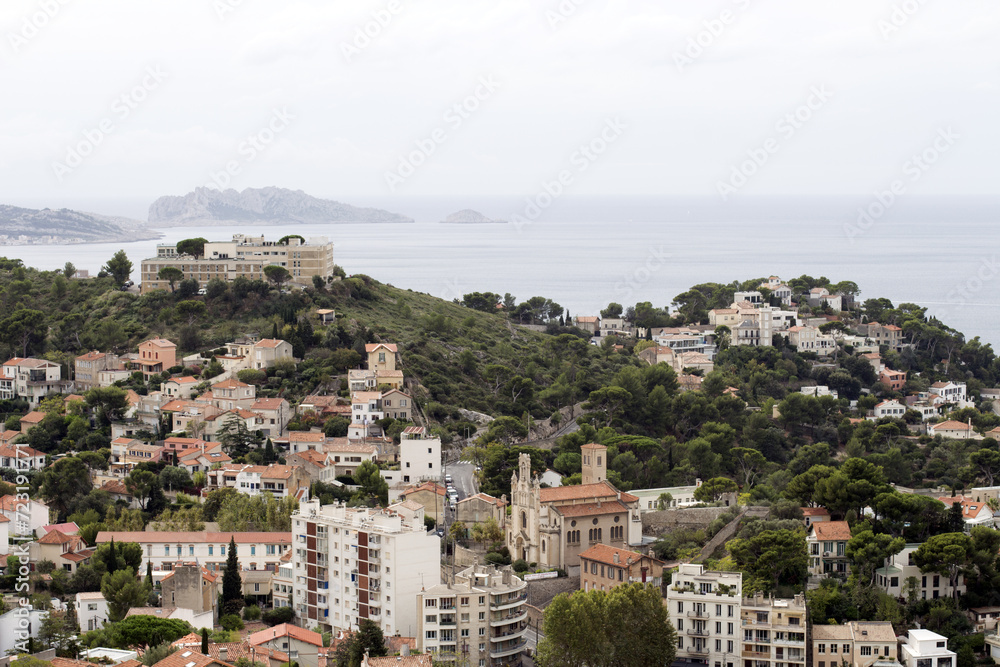 Marseille, panoramic view of the city with the Frioul archipelago, France