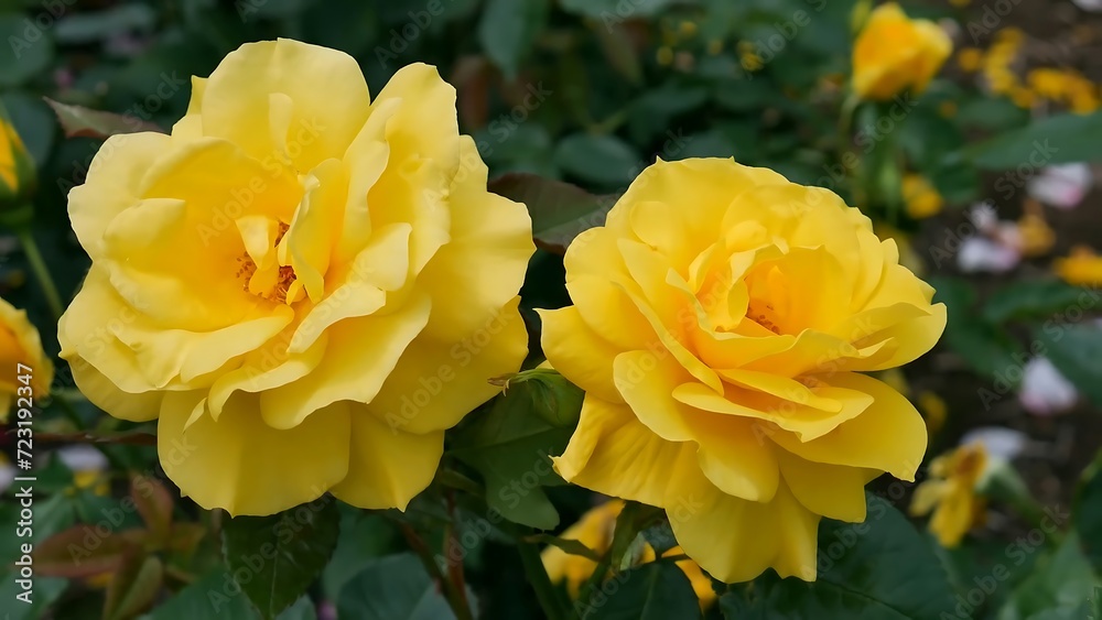 Roses yellow Orange red and white a flower bed on a sunny summer day. Roses yellow Orange red and white a flower bed on a sunny summer day.