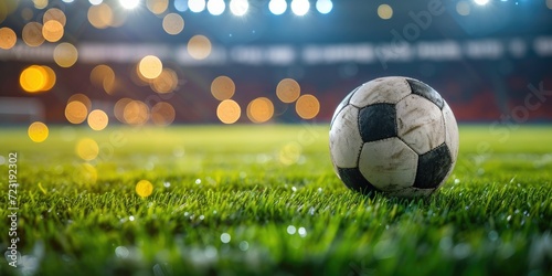 Soccer ball on a grass at t...