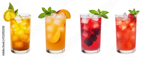 Summer ice tea and lemonade on a transparent background