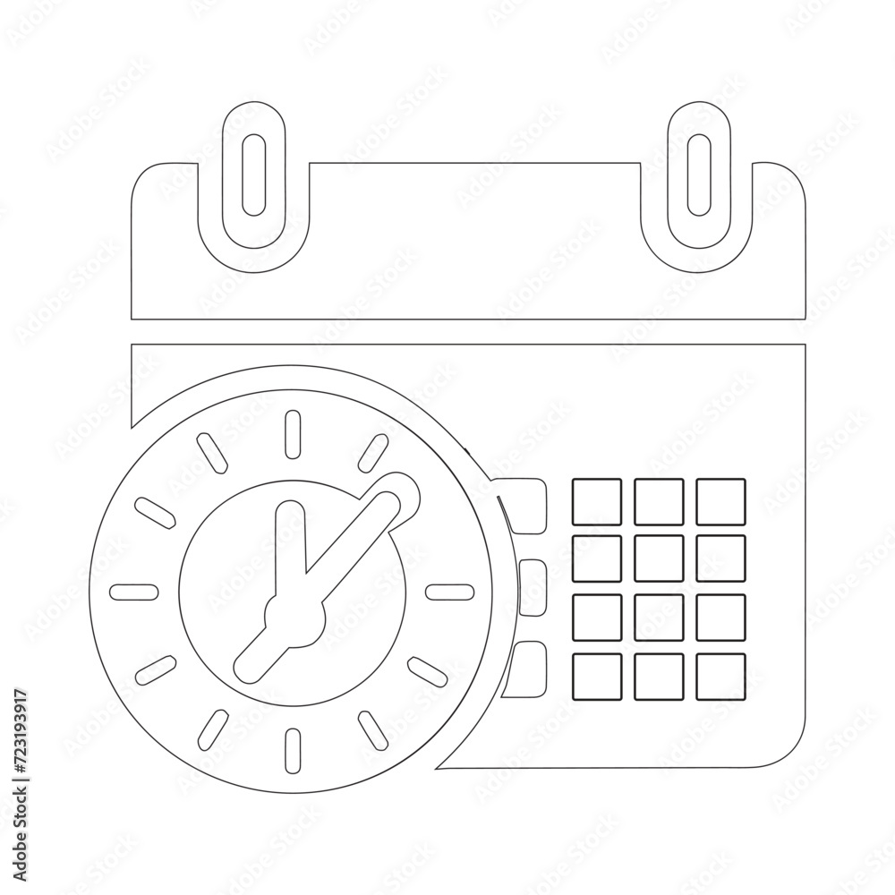 Fototapeta premium line-art icons of a clock and a calendar
