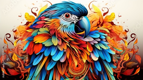 Colorful macaw bird zentangle arts, isolated on white background photo