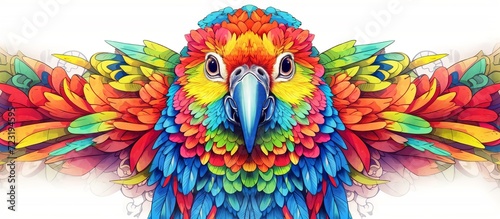 Colorful macaw bird zentangle arts, isolated on white background photo