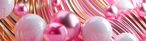 Pink 3d Abstract Background Banner. Wallpaper Texture