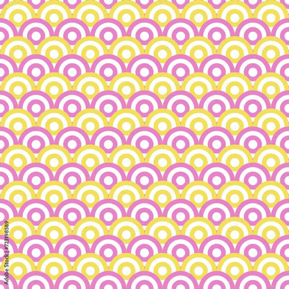 Abstract Overlap Circle Pattern. geometric seamless retro background.