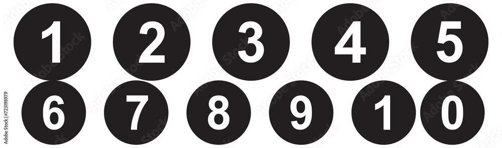 Set of numbers . Number circles set 0 to 9 . Set of Round 0-9 numbers icon for education . Vector illustration Set of numbers . Number circles set 0 to 9 . Set of Round 0-9 numbers icon for education . Vector illustration