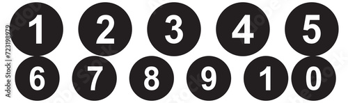 Set of numbers . Number circles set 0 to 9 . Set of Round 0-9 numbers icon for education . Vector illustration