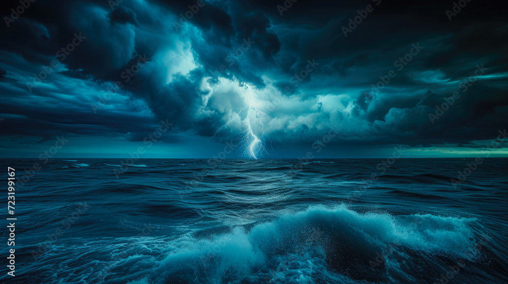 Stormy Nightmares: Dark Seas in Cyclonic Turmoil - obrazy, fototapety, plakaty 