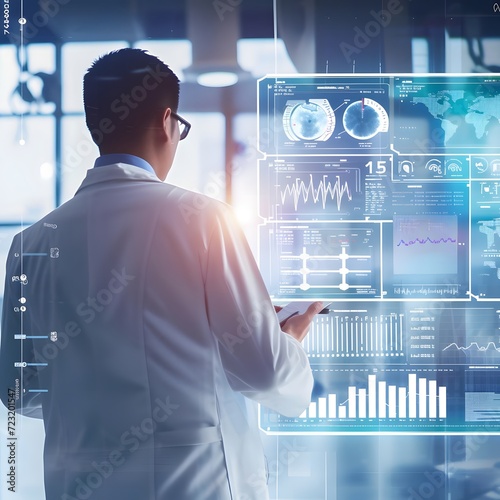 Analyze the growth of a medical business with graphs and data reflecting the prospering investment and financial stability, connected to a global medical hub network.