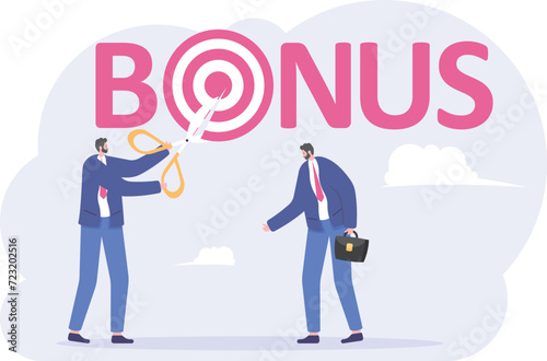 Boss cut no Bonus to male employee, illustration vector cartoon

