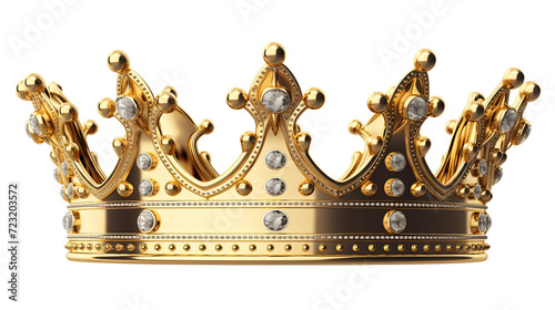 Golden crown isolated on transparent background PNG clipart