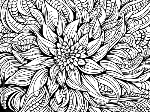 Boho pattern for background, decorations, banner. Vector generative ai, black lines, coloring book