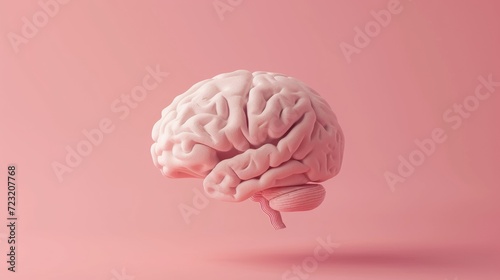 Pink Background With Brain in the Middle