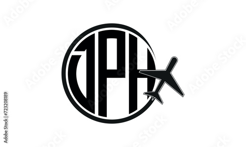 DPH three initial letter circle tour & travel agency logo design vector template. hajj Umrah agency, abstract, wordmark, business, monogram, minimalist, brand, company, flat, tourism agency, tourist