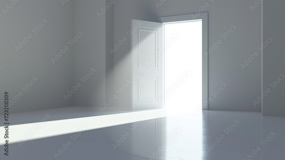 Light-Filled White Room With Open Door Light-Filled White Room With Open Door