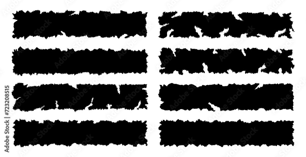 Torn shape pieces set. Set of black jagged paper rectangle . Zig zag rectangle shape with jagged edges	
 - obrazy, fototapety, plakaty 