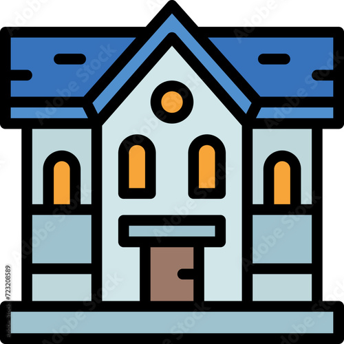 mansion filled outline icon
