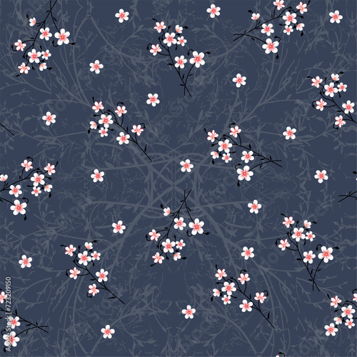 cute small flower Pattern on grey background.
