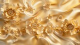 Close Up View of Gold Fabric With Floral Pattern