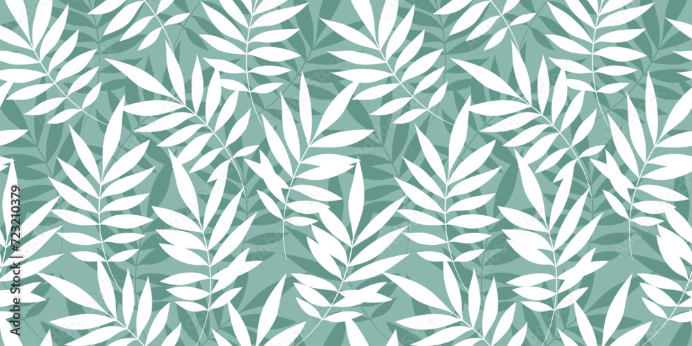 Naklejka premium Leaves Seamless Vector Pattern. Watercolor Tropic Palm Leaves Background, Jungle Print