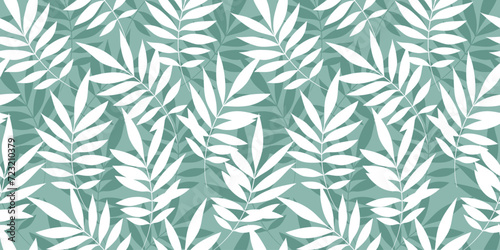 Leaves Seamless Vector Pattern. Watercolor Tropic Palm Leaves Background, Jungle Print photo