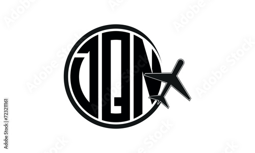 DQN three initial letter circle tour & travel agency logo design vector template. hajj Umrah agency, abstract, wordmark, business, monogram, minimalist, brand, company, flat, tourism agency, tourist
