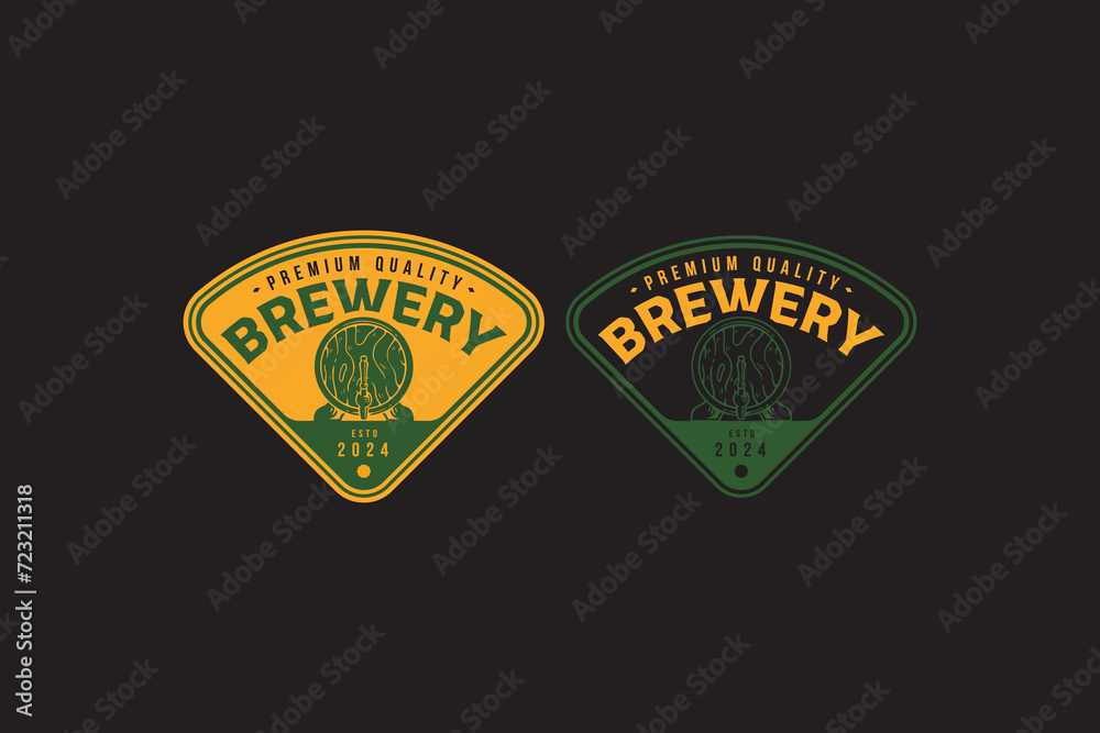 beer tap and keg logo design for bar and brewing company label, sign, symbol or brand identity